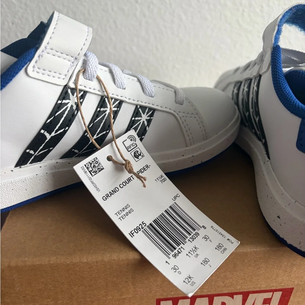 New adidas Kids White and Blue Spider-Man Sneakers - Picture 4 of 5